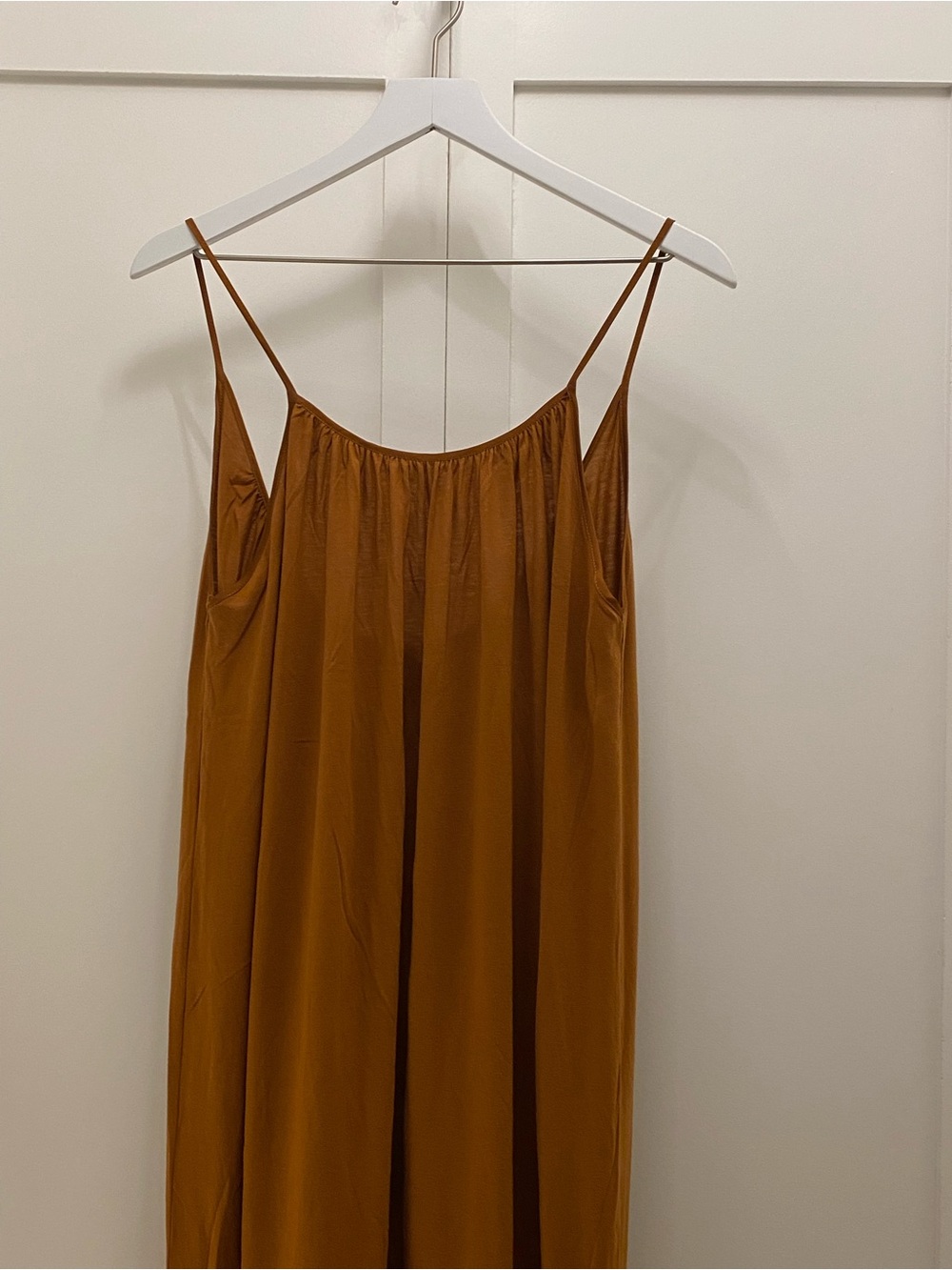 Zara Rust-Brown Spaghetti-Strap Maxi Dress Oversize - Picture 5 of 13